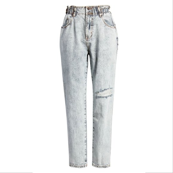 ONE TEASPOON Pioneer JEANS Size 26 High Waist Ripped Nonstretch Acid-washed NEW - Picture 2 of 10